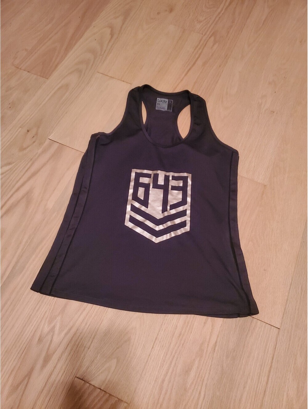 Lucky In Love Black Racerback Athletic Tank Top Size M